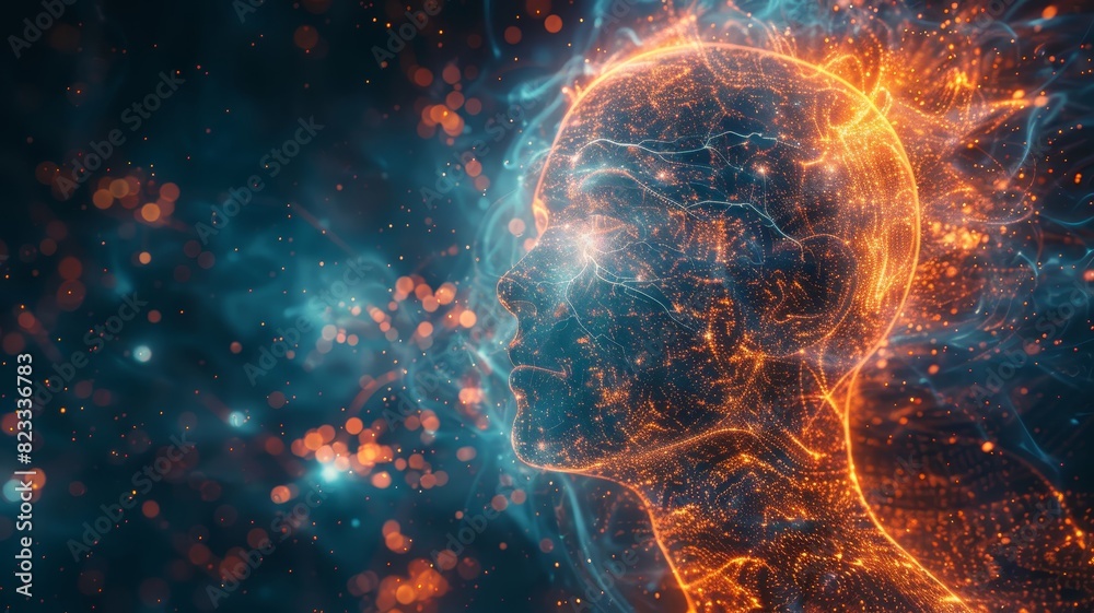 Abstract Human Head Floating in Space Abstract Human Head Floating in Space