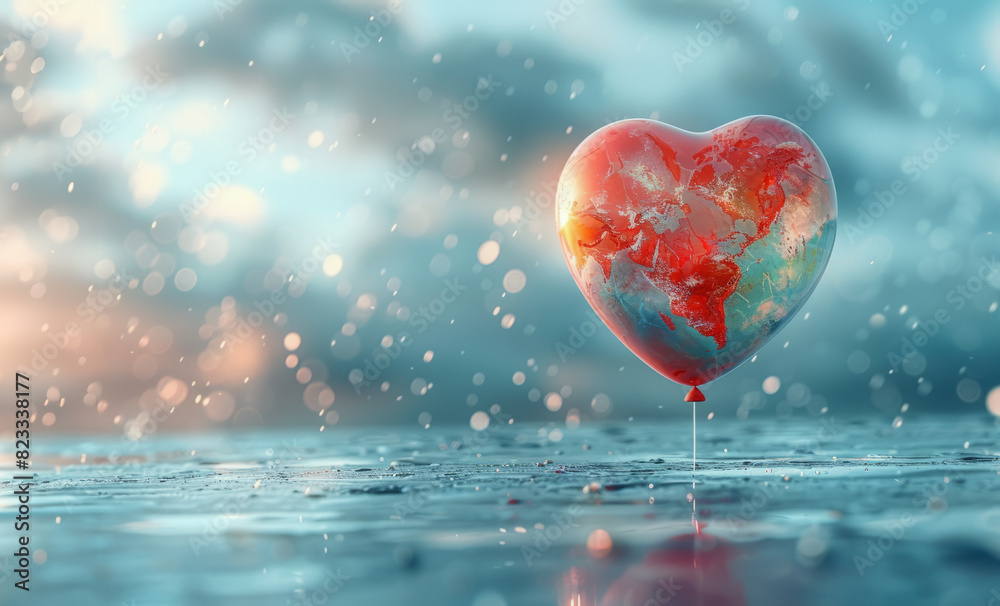 Red heart painted in watercolors, symbolizing the vitality of health on a global scale. Red heart painted in watercolors, symbolizing the vitality of health on a global scale.