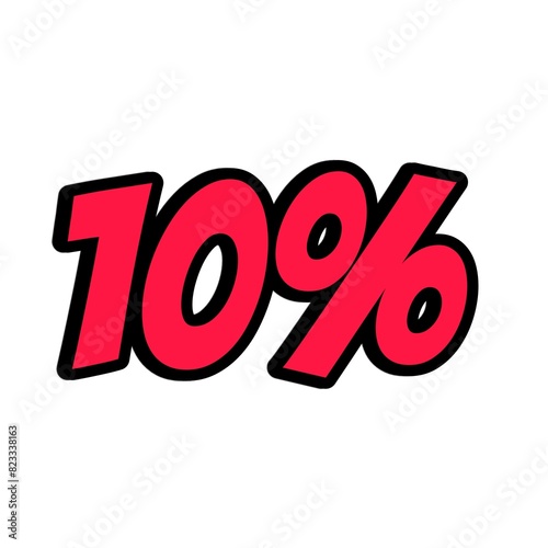 Discount offer price tag, advertising campaign symbol in retail, sales promo marketing, 10% discount sticker. advertisement with isolated white background