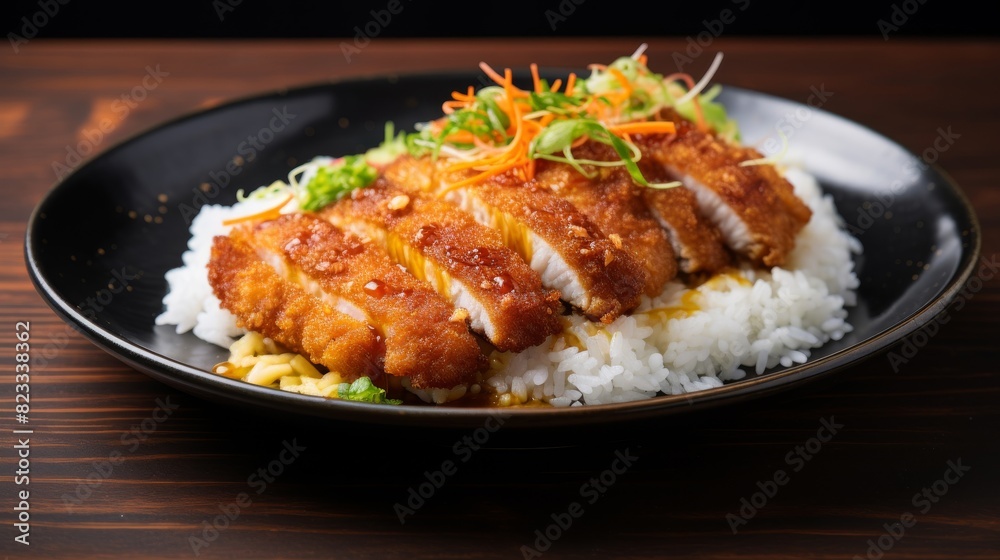 Appetizing Japanese katsu with crispy coating and rich flavors Appetizing Japanese katsu with crispy coating and rich flavors