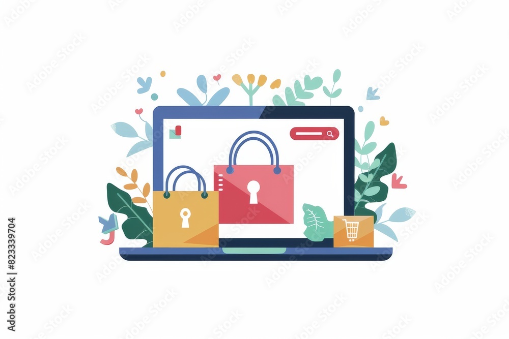 Comprehensive cybersecurity solutions for data protection and encryption, featuring secure network connections, digital locks, and modern yellow green tech interface on laptop