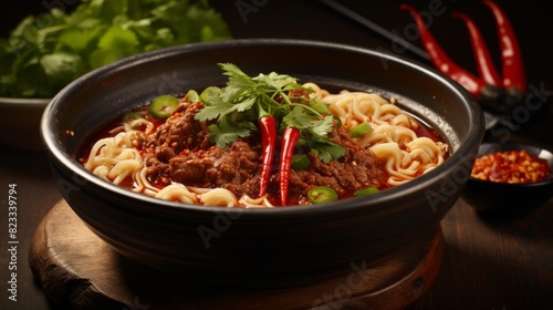 Fragrant spicy ramen bowl