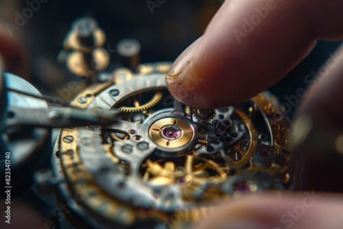 Hand assembling intricate watch components, with a focus on craftsmanship and detail, person not shown