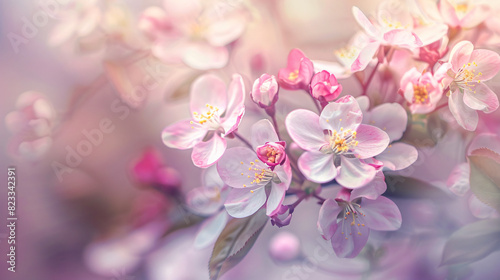 Big beautiful pink and white cherry flowers in spring