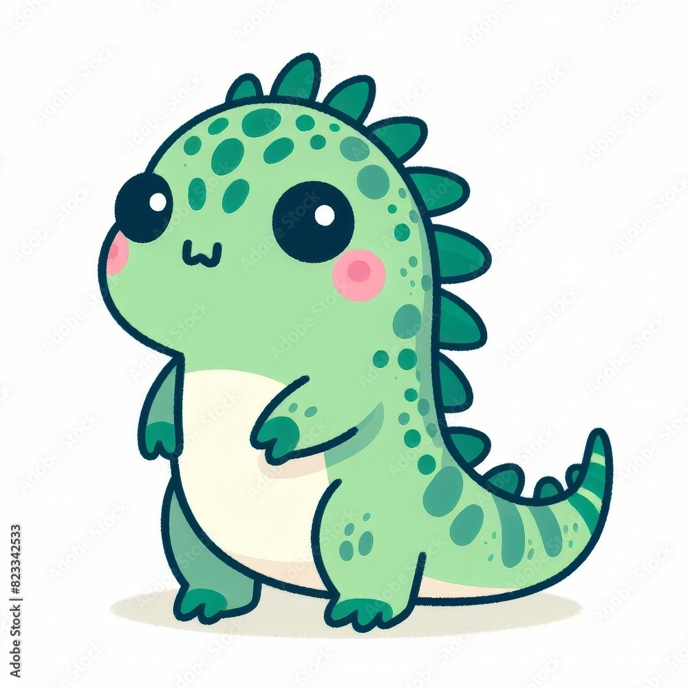 A cartoonish green dinosaur with a big smile on its face A cartoonish green dinosaur with a big smile on its face