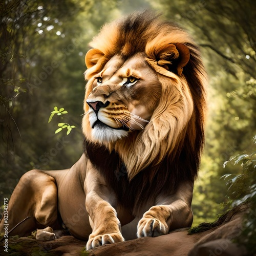 a lion's roar as it stands proudly in the jungle © shabahat