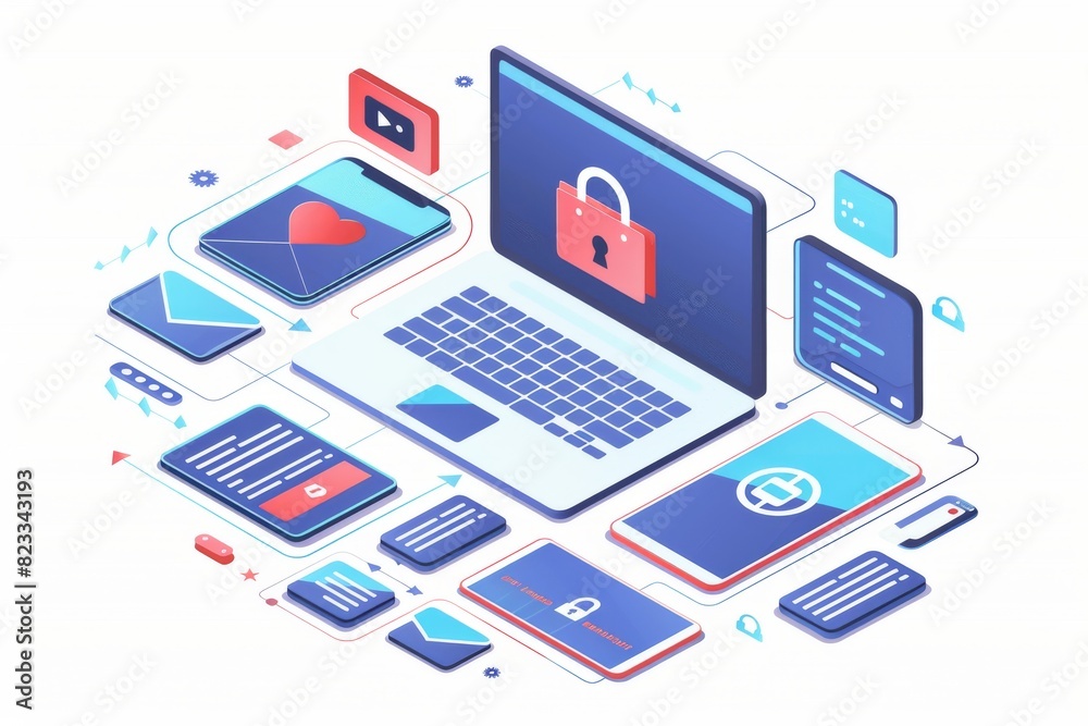 Advanced cybersecurity measures with encrypted data protection, featuring a secure digital network and modern tech interface in blue white colors for safe online and computer security Advanced cybersecurity measures with encrypted data protection, featuring a secure digital network and modern tech interface in blue white colors for safe online and computer security