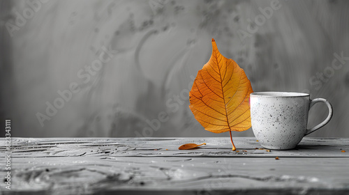 Fall harvest cornucopia. Cup of Hot apple tea for fresh start of the day,a colorful mug filled with a refreshing iced drink, a mug with hot chocolate topped with marshmallows