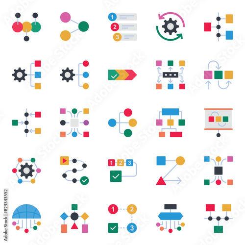 Flat color icons set for Workflow.