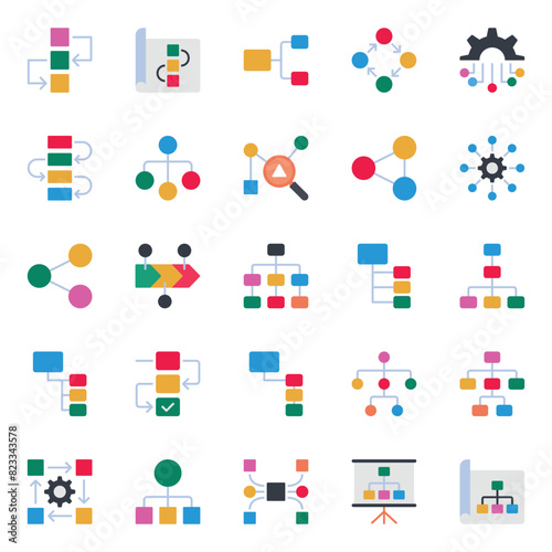 Flat color icons set for Workflow.