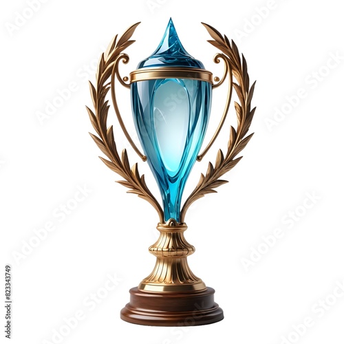 Luxury golden trophy empty with gemstone and vintage decoration isolated on white background (ID: 823343749)