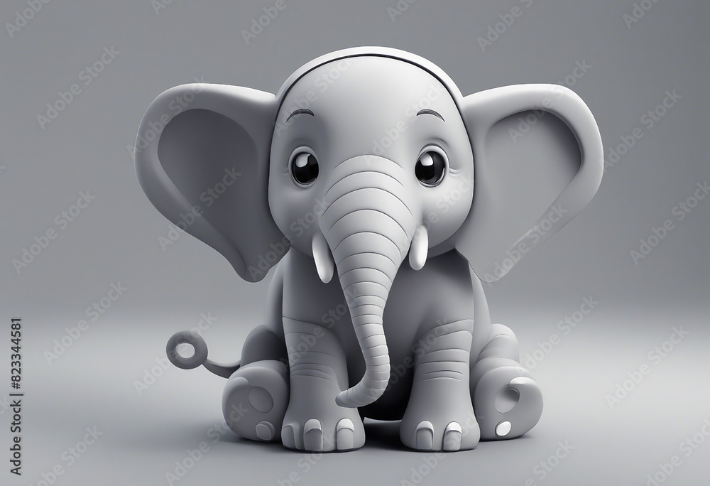 A cartoon artistic image of a cute elephant with grey background. A cartoon artistic image of a cute elephant with grey background.