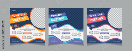 Town Hall Meeting Social Media Post Templates, vector illustration eps 10
