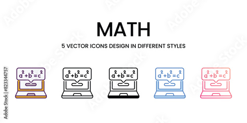 Math Icons different style vector stock illustration