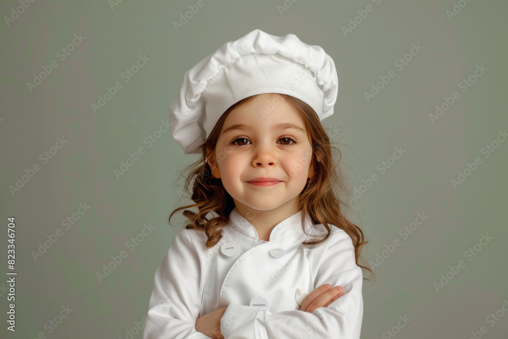 cute caucasian smiling child in chef’s uniform - hat and clothes - portait on plain background, culinary cooking studio concept with copy space cute caucasian smiling child in chef’s uniform - hat and clothes - portait on plain background, culinary cooking studio concept with copy space