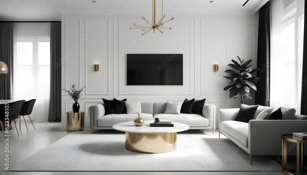 white and gold theme interior modern minimalism photo realism white and gold theme interior modern minimalism photo realism