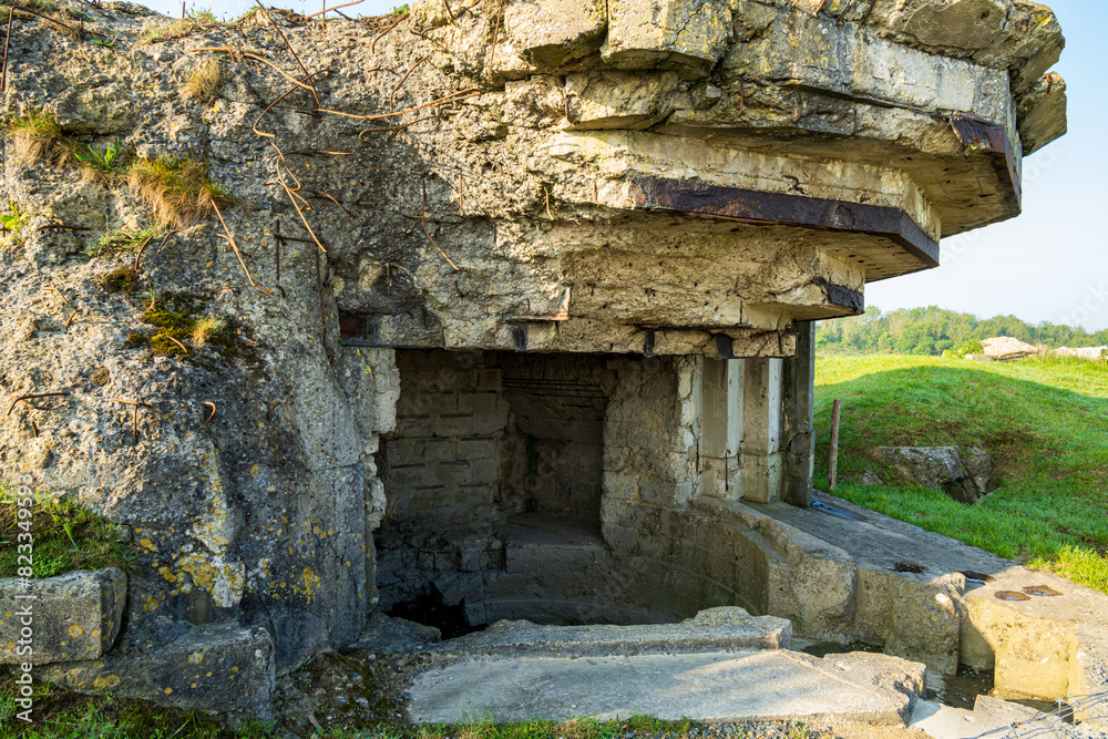 German defensive positions at Longues-sur-Mer in Normandy, France