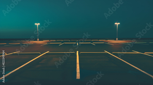 Empty parking lot at night