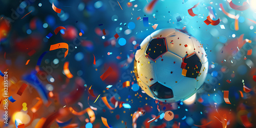 There is a soccer ball with a lot of paint splatters on it generative ai
 photo