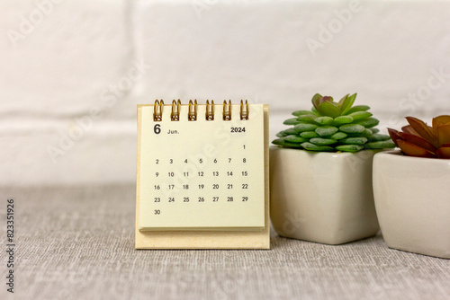 Calendar for June 2024. Desk calendar for planning and managing affairs for every day.