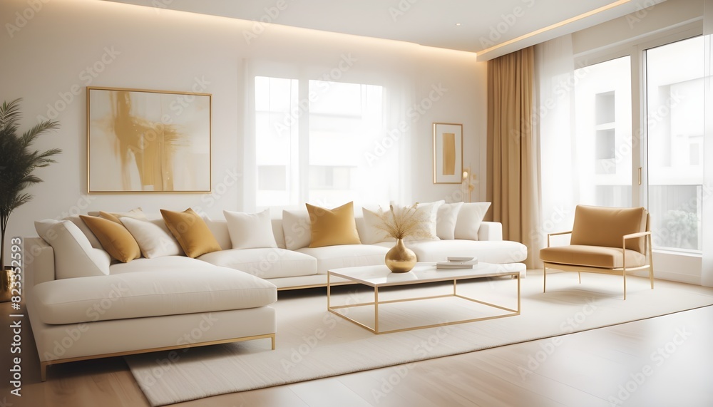 white and gold theme interior modern minimalism photo realism white and gold theme interior modern minimalism photo realism