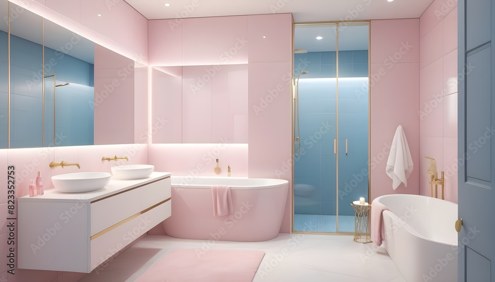 white and gold theme interior modern minimalism photo realism