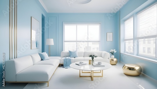 white and gold theme interior modern minimalism photo realism