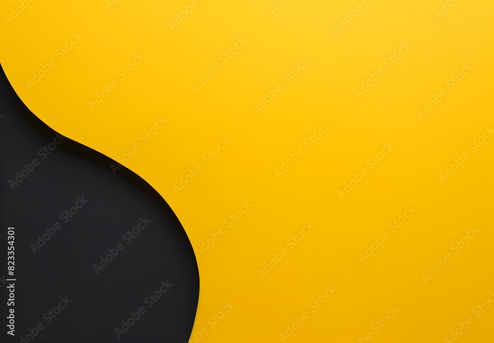 Minimalist Yellow Background with Black Curved Shape Minimalist Yellow Background with Black Curved Shape