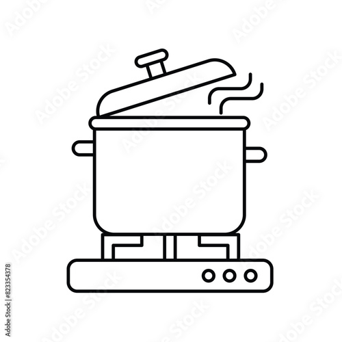 cooking pot icon with white background vector stock illustration