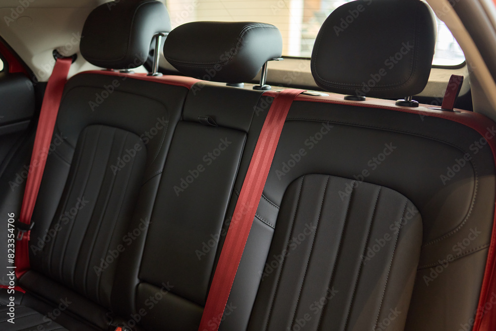 Car back seat with headrest and arm rest, a comfortable automotive fixture Car back seat with headrest and arm rest, a comfortable automotive fixture