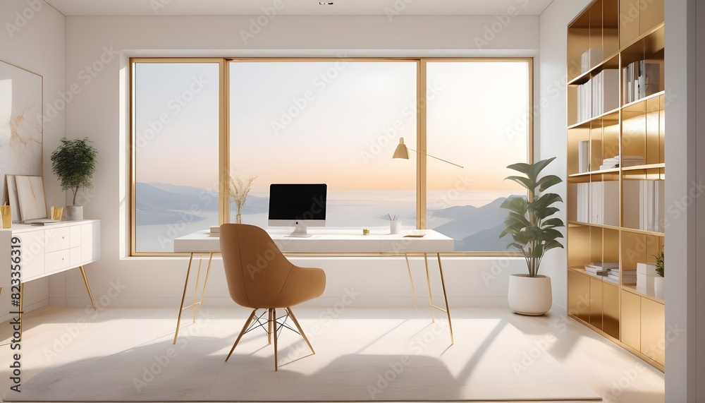 white and gold theme interior modern minimalism photo realism white and gold theme interior modern minimalism photo realism