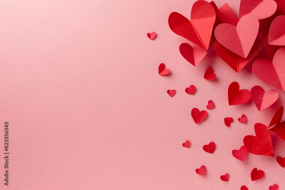 Minimalistic Valentine's Day Background with Red Paper Heart Minimalistic Valentine's Day Background with Red Paper Heart