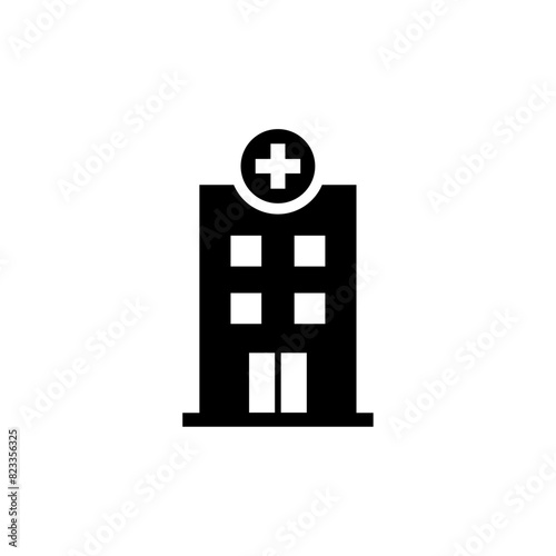 Hospital building vector icon. Hospital building icon symbol