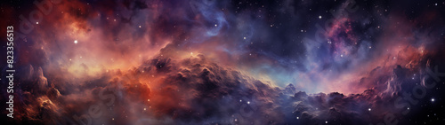 Ethereal Nebula with Vivid Colors and Star Formations photo