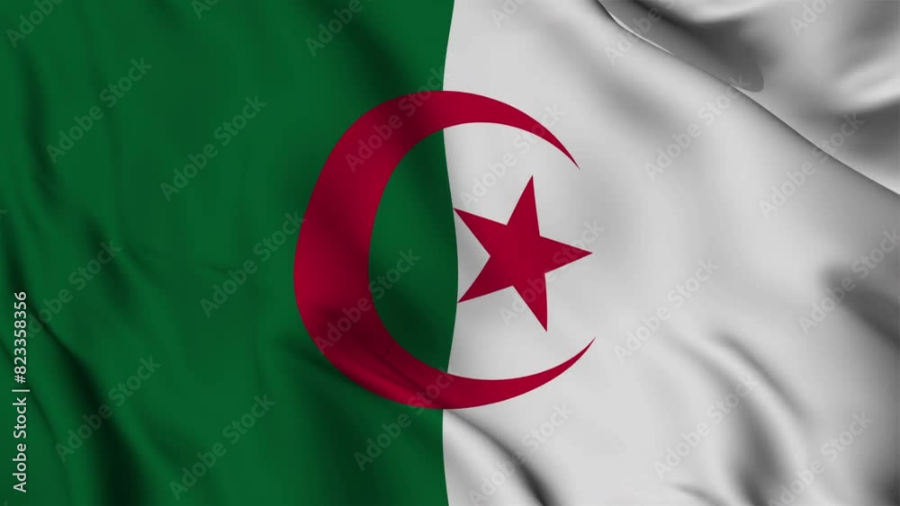 Algeria Flag Waving Animation seamless loop. 4k