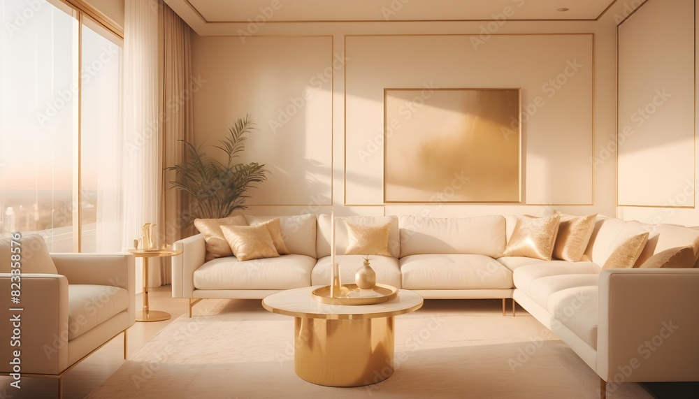 white and gold theme interior modern minimalism photo realism white and gold theme interior modern minimalism photo realism