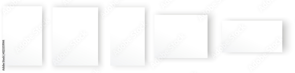 Realistic set of paper mockups. Blank paper letterhead with realistic shadows isolated on transparent background. Vector EPS 10 Realistic set of paper mockups. Blank paper letterhead with realistic shadows isolated on transparent background. Vector EPS 10