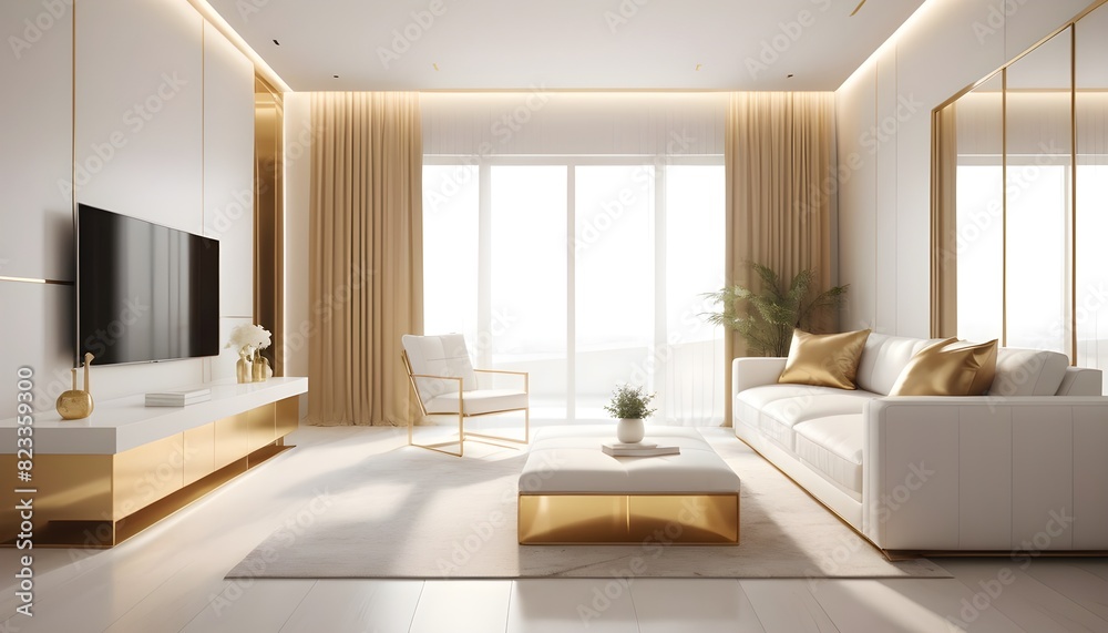white and gold theme interior modern minimalism photo realism white and gold theme interior modern minimalism photo realism