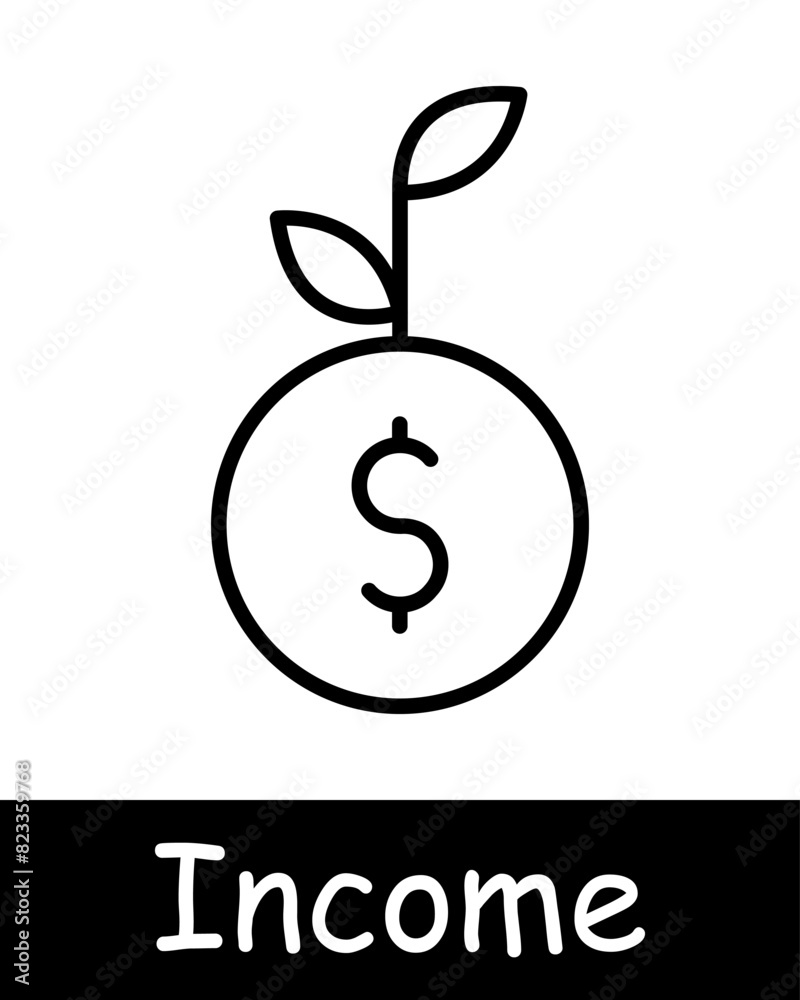 Income line icon. Dollar bills, earnings, finance, money, revenue, salary, cash, wealth, financial growth, economic stability, budgeting, pay, growth, idea, strategy. Income line icon. Dollar bills, earnings, finance, money, revenue, salary, cash, wealth, financial growth, economic stability, budgeting, pay, growth, idea, strategy.