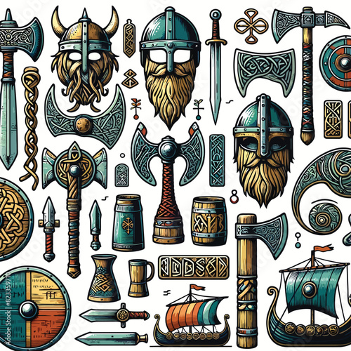 viking sword and axe
