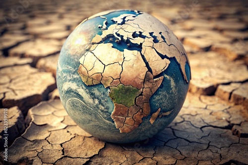 The concept of global warming of the planet earth. Dry and cracked earth, dry due to lack of rain. The effects of climate change.