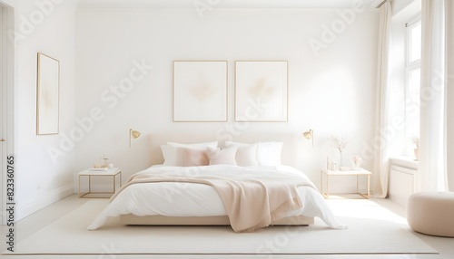 white and gold theme interior modern minimalism photo realism