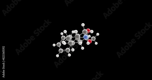 Methylphenidate molecule, rotating 3D model of ritalin, looped video on a black background photo