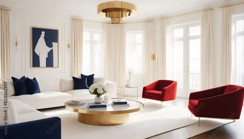 Fototapeta premium white and gold theme interior modern minimalism photo realism