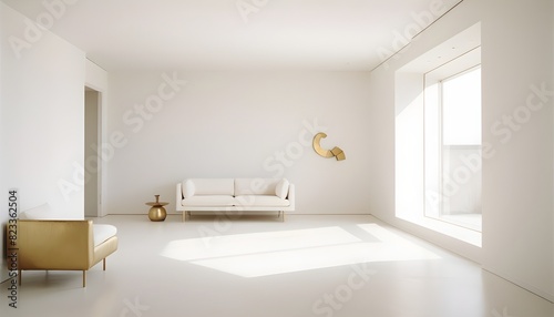 white and gold theme interior modern minimalism photo realism © Eyeam