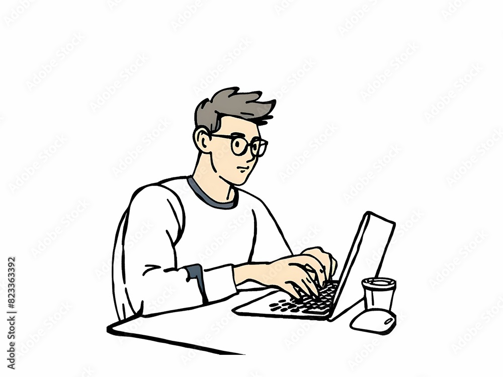 Freelancer man working on laptop Freelancer man working on laptop