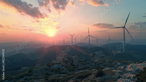 Wind turbines for generating electricity on the mountain