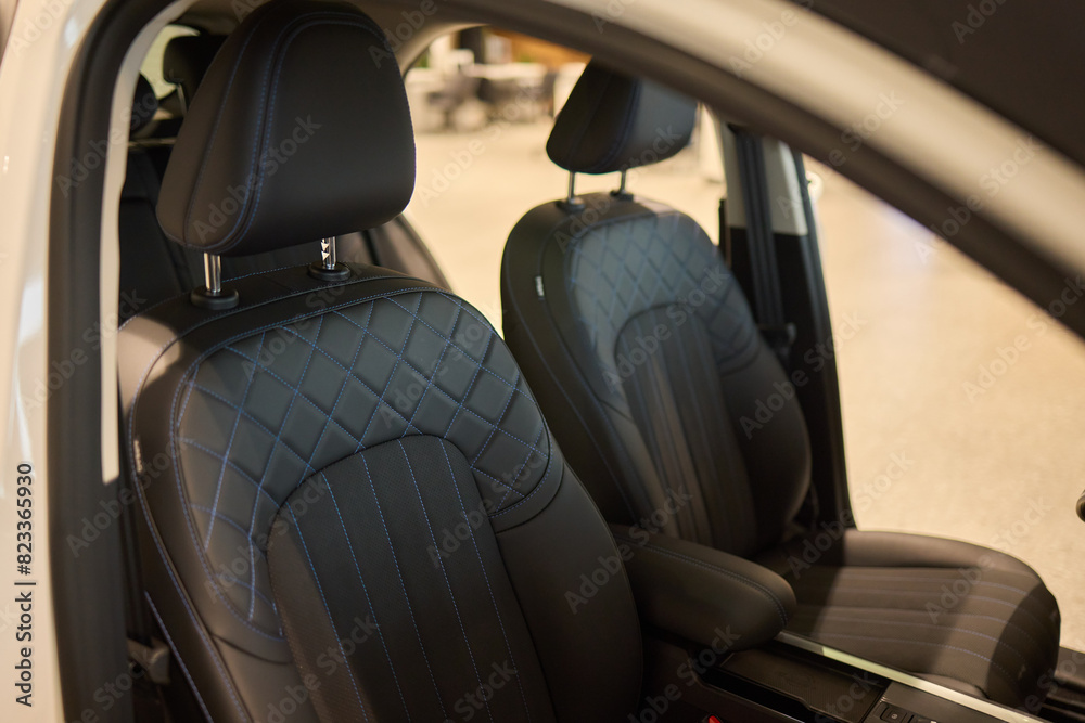 Automotive design with seats, walking shoe textile interior