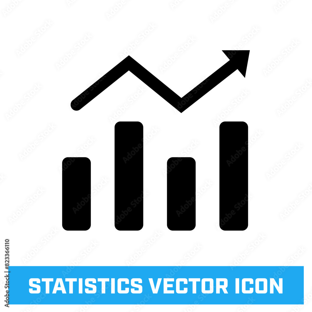 Statistics graph vector icon. Columns and arrow sign. Statistics graph vector icon. Columns and arrow sign.