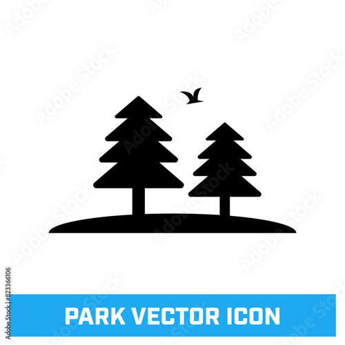 Park zone vector icon. Trees, outdoors or wood sign.
